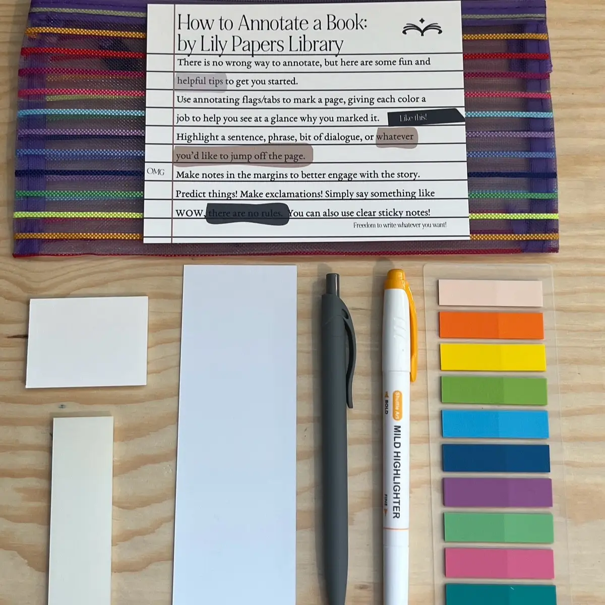 Annotating Kit - Flags, Pen, Highlighter, Sticky Note Included