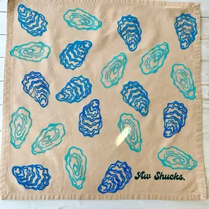 Oyster Shell Hand Printed Cloth Napkin Set - Ideal for Tableware & Cutlery
