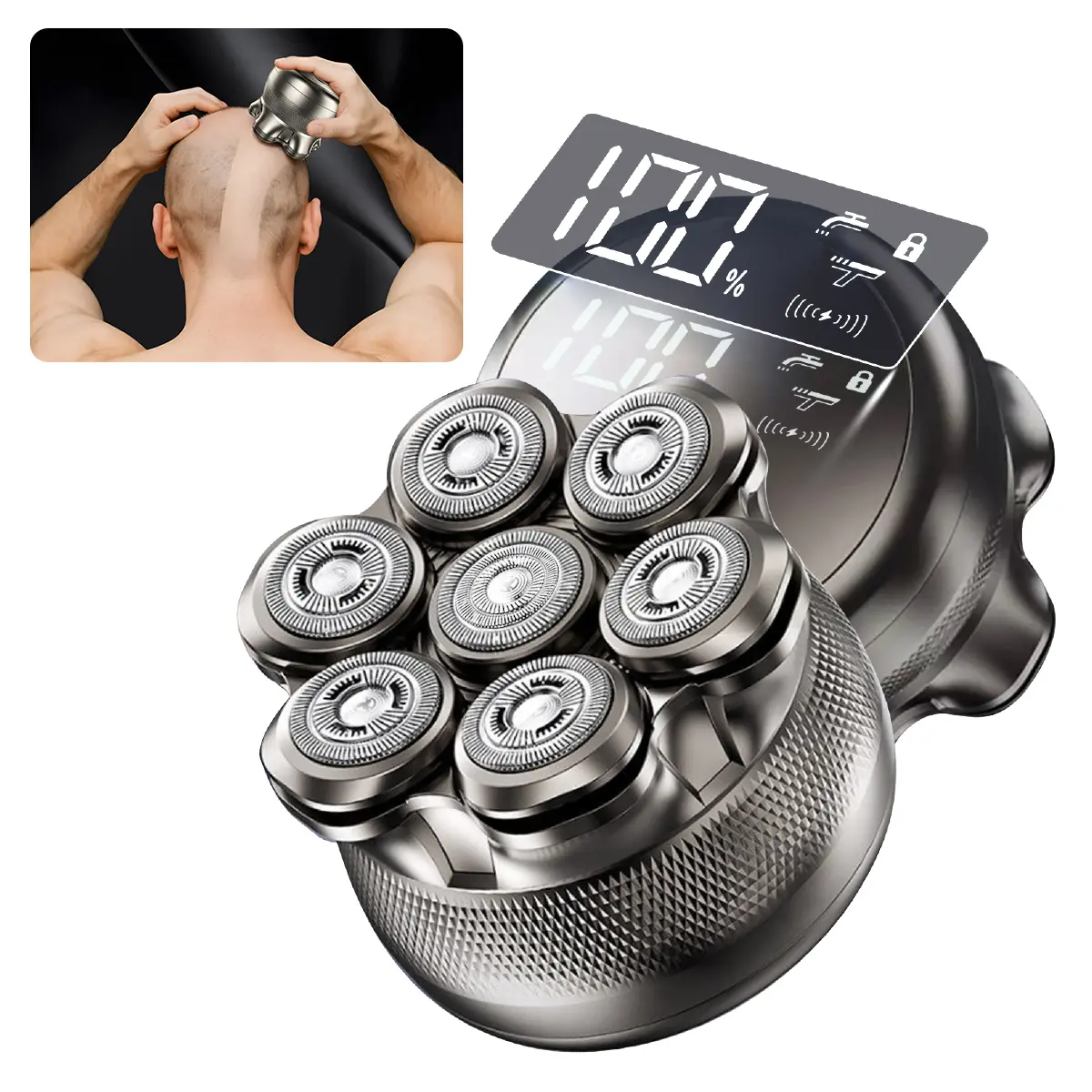 Latest 7D Electric Head Shaver for Bald Men, 360° Contour Fit for a Smooth Flawless Shave, Cordless Wet/Dry Razor, 2-Speed, IPX7 Waterproof, LED Display, Ideal Gift