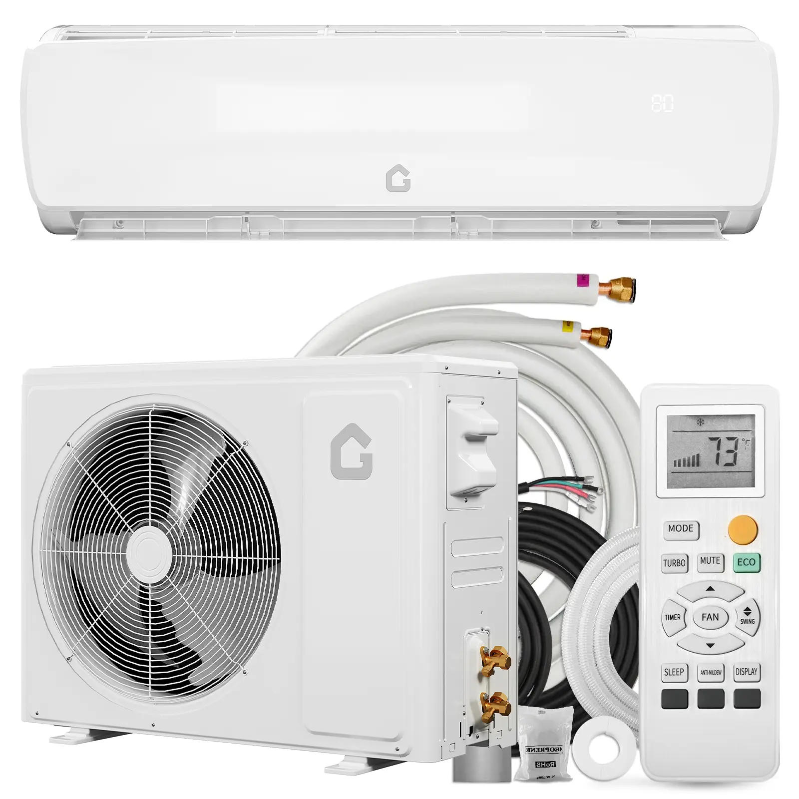 Garvee Ultra-Quiet 42dB Ductless Mini Split Air Conditioner & Heat Pump – 12,000 BTU, 19 SEER2, Inverter, Wall-Mounted, Cools & Heats up to 750 Sq Ft – 115V, 3-in-1 Cool/Heat/Dehumidify, Pre-Charged Kit, Easy Install Included