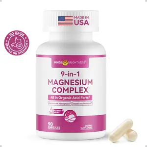 9-in-1 Magnesium Complex, 300mg Magnesium from 9 Organic Forms, Glycinate, Citrate, Malate, High Absorption for Sleep & Relaxation, Energy & Muscle Support, 90 Capsules #SummerVibes Essential Minerals Supplement Fitness