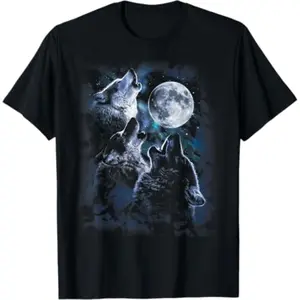 [100% Cotton] Wolf Howling At The Moon T-Shirt Wildlife Wolves Lovers Men T-Shirt