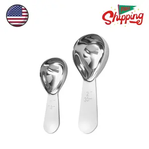 2Pcs Coffee Scoops, Premium 18/8 Stainless Steel Coffee Spoons, Set of 2