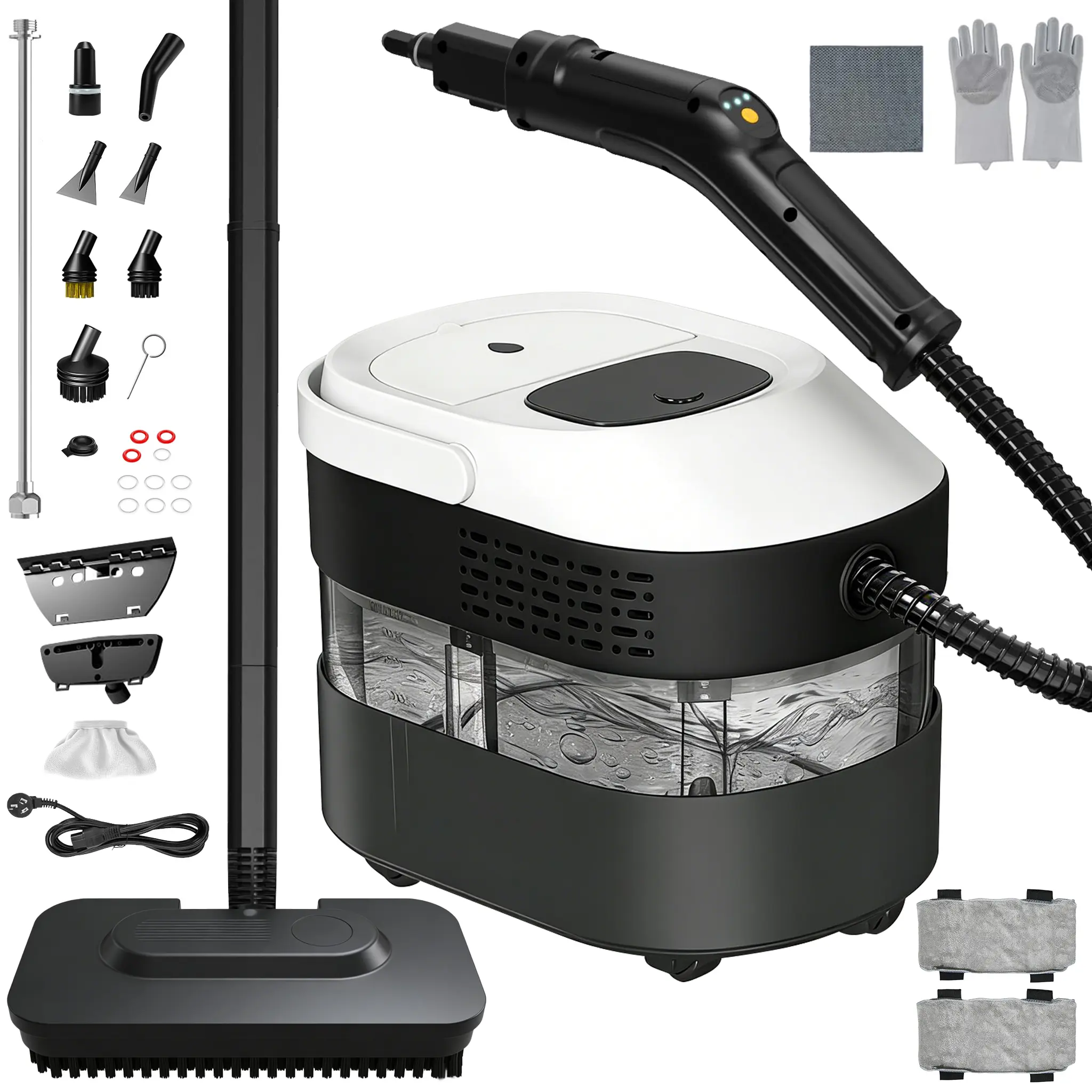 Cut cleaning time in half! This 2-in-1 steam cleaner converts from a handheld sprayer to a floor mop in seconds. 15s heat-up, 105°C steam, no chemicals – safe for kids & pets. Covers tile, grout, couches, carpets, kitchens & cars.