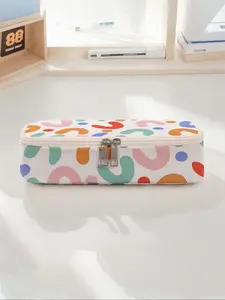 Smiley Face Pattern Large Capacity Pencil Case, Durable Multi-Functional Storage Bag, Portable Zipper Organizer for School Office Supplies