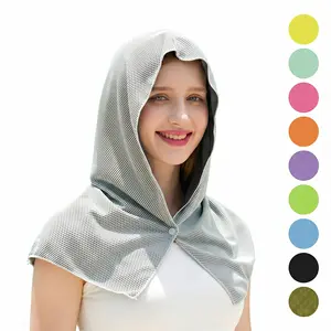 Harkapy Cooling Hoodie Towel for Men and Women, Instant Cooling Neck and Face Towel with Hood Design, Quick Dry Sweat Wicking Towel for Running Cycling Hiking Camping Workout Outdoor Activities