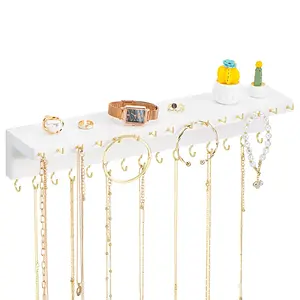 Necklace Holder, Jewelry Organizer Wall Mounted, Necklace Holder Extra Large Wall Necklace Organizer with 30 Hooks, Hanging Jewelry Organizer for Earrings, Bracelets, and Rings