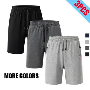 Men’s breathable knit athletic shorts with an elastic drawstring waist and zippered pockets — moisture-wicking loose-fit running and basketball training shorts — summer black and gray-brown beach shorts, fitness casual sportswear, durable activewear