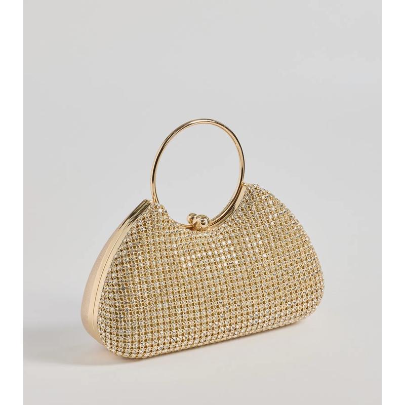 Shine Language Rhinestone Clutch Bag