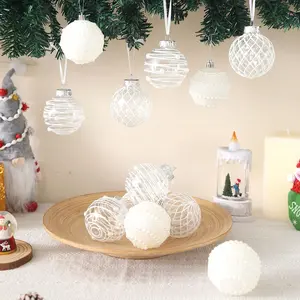 6-Piece Christmas Ball Decoration Set, Transparent Plastic Balls with Glitter Design, Durable & Shatterproof, Perfect for Holiday Decorations