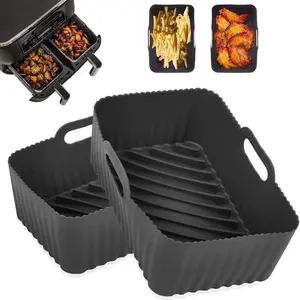 Silicone Air Fryer Pads for Ninja Foodi Af300uk, 2-Piece Set, Reusable Dual-Layer Air Fryer Accessories, Durable Silicone Liners