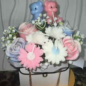 Babyshower centerpiece Candles candle flower handmade candle Bouquet