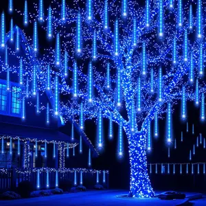 Outdoor Christmas Lights, Indoor Decoration, Meteor Shower Lamp, 8 Tubes 192 LED Snowflake Raindrop Lamp, Christmas Tree Decor, Wedding Party Use