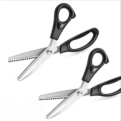 1-2 PCS Professional Zig Zag Serrated Pinking Shears, Stainless Steel Sharp Fabric Scissors, Non-Slip Handle, Essential Shears Sewing Tools for Dressmaking DIY Crafts