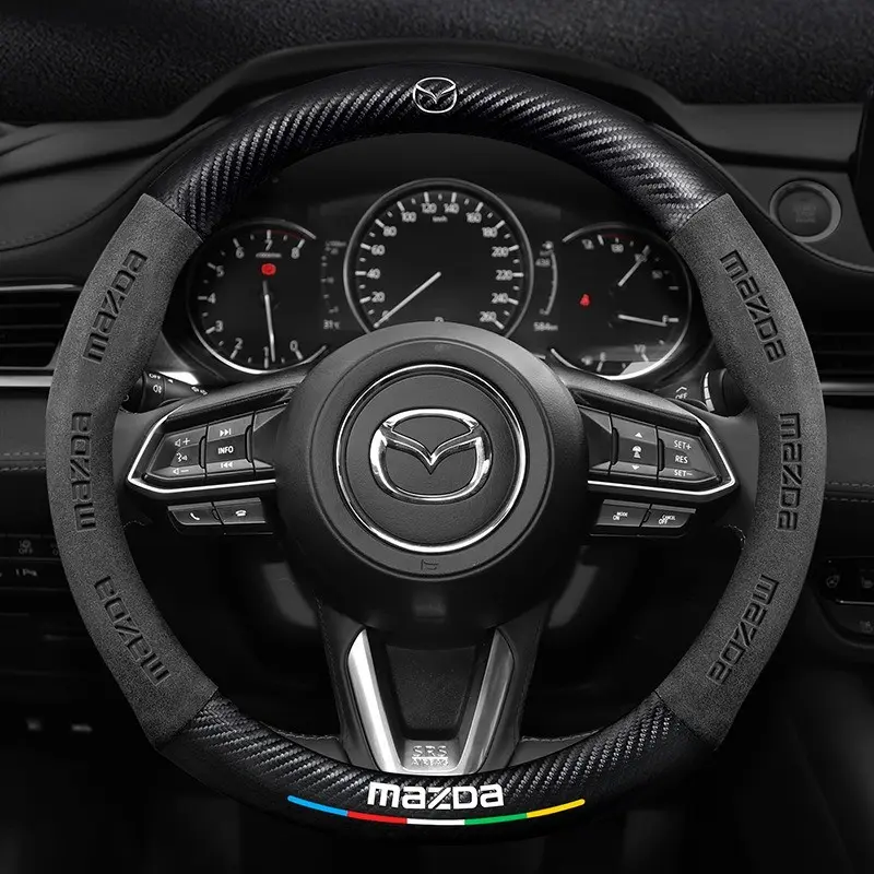 Mazda 3 5 6 Skyactiv Axela Atenza Cx30 Cx5 Cx8 Cx9 Mx5 Rx8 Rx7 Bt50 Leather Steering Wheel Cover, Durable & Stylish Interior Accessory, Car Accessories