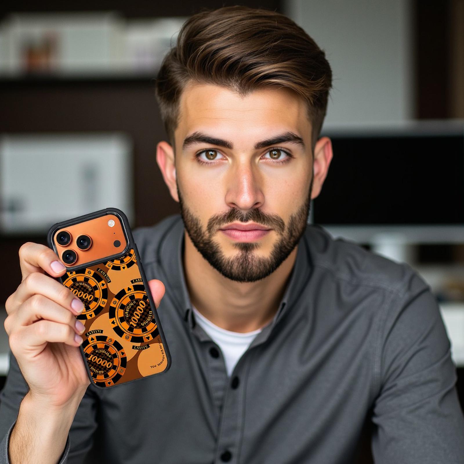 Luxurious Gold Coin Pattern Shockproof Magnetic Case — Compatible with iPhone 17/16/15/14/13 Pro Max. A Personalized Protective Cover Featuring a Gilded Gradient Design, Raised Lens Protection, and Drop-Resistant Durability.