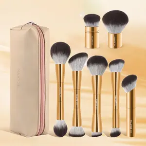 Makeup Brush Set with Storage Bag, 7 Counts/set Double-ended Multifunctional Makeup Brushes for Blending Liquid Powder Concealer Cream Blush, Cosmetic Brushes, Makeup Brush Kit