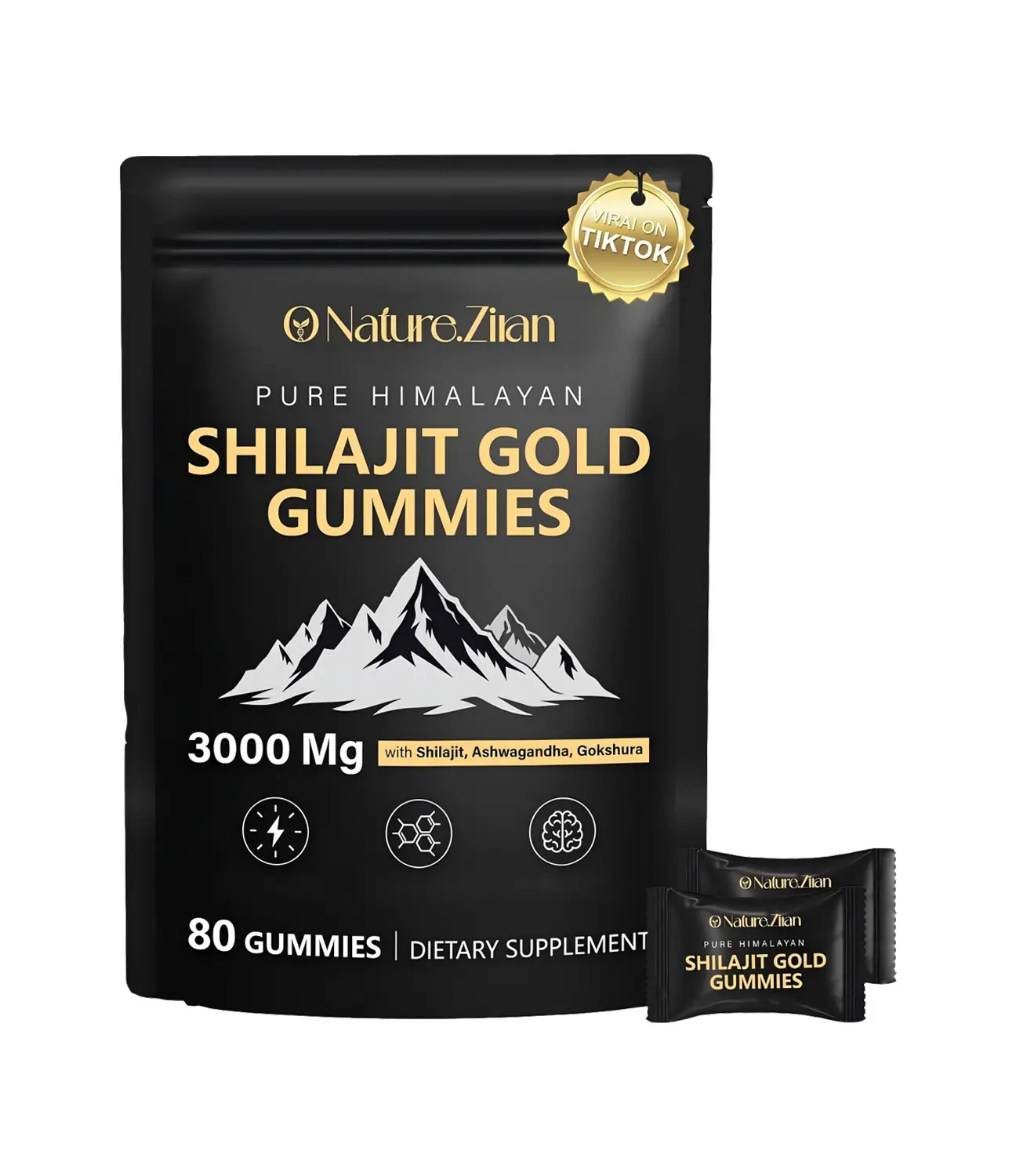 O NATURE . ZIRAN Shilajit Gummies for Men & Women - Pure Himalayan Shilajit Gold Gummies Rich in Ashwagandha, Gokshura with 85+ Minerals, Authentic Flavor, 80 Gummies Healthcare Natural