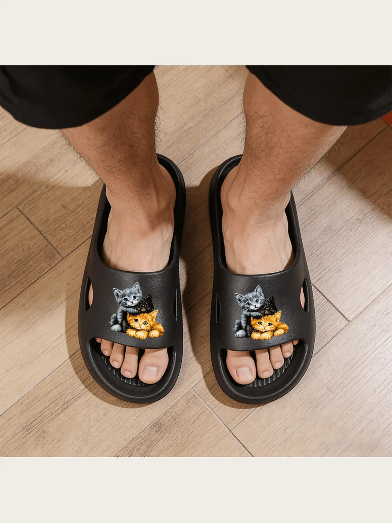 Adorable Kitten Print Slippers for Women Men Soft Comfortable Fluffy House Shoes Non-Slip Warm Indoor Home Slippers Cute Cat Pattern Cozy Fleece Lined Footwear for Winter Autumn Daily Wear