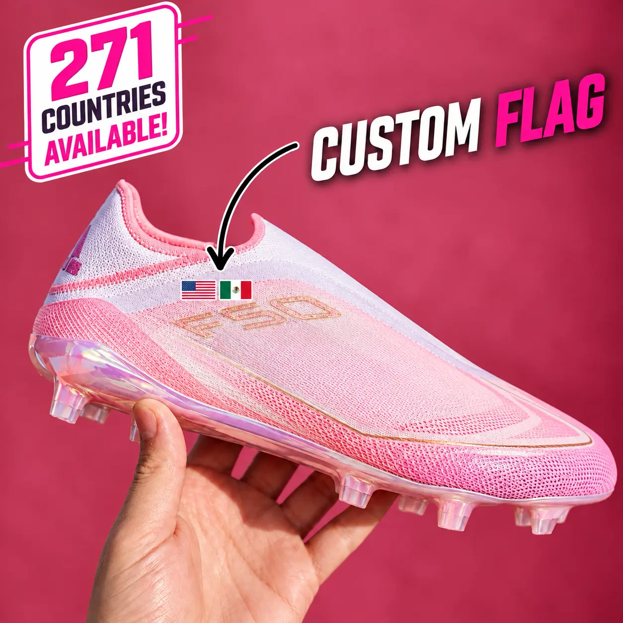 Country Flag on Cleats | Customize your Cleats/Boots | (Set of 2)
