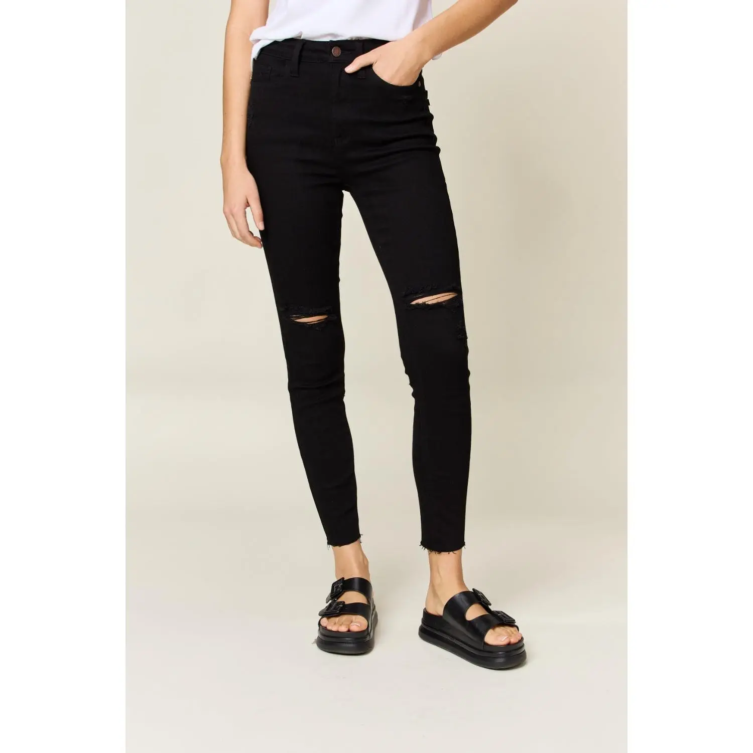 Judy Blue Full Size Distressed Tummy Control High Waist Skinny Jeans