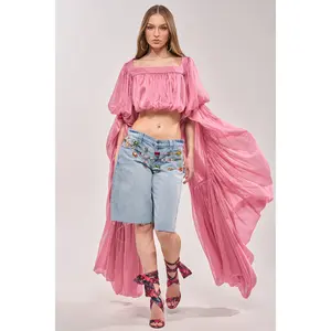 SLOUCHY SQUARE NECK LONG SLEEVE BLOUSE TOP IN MAUVE