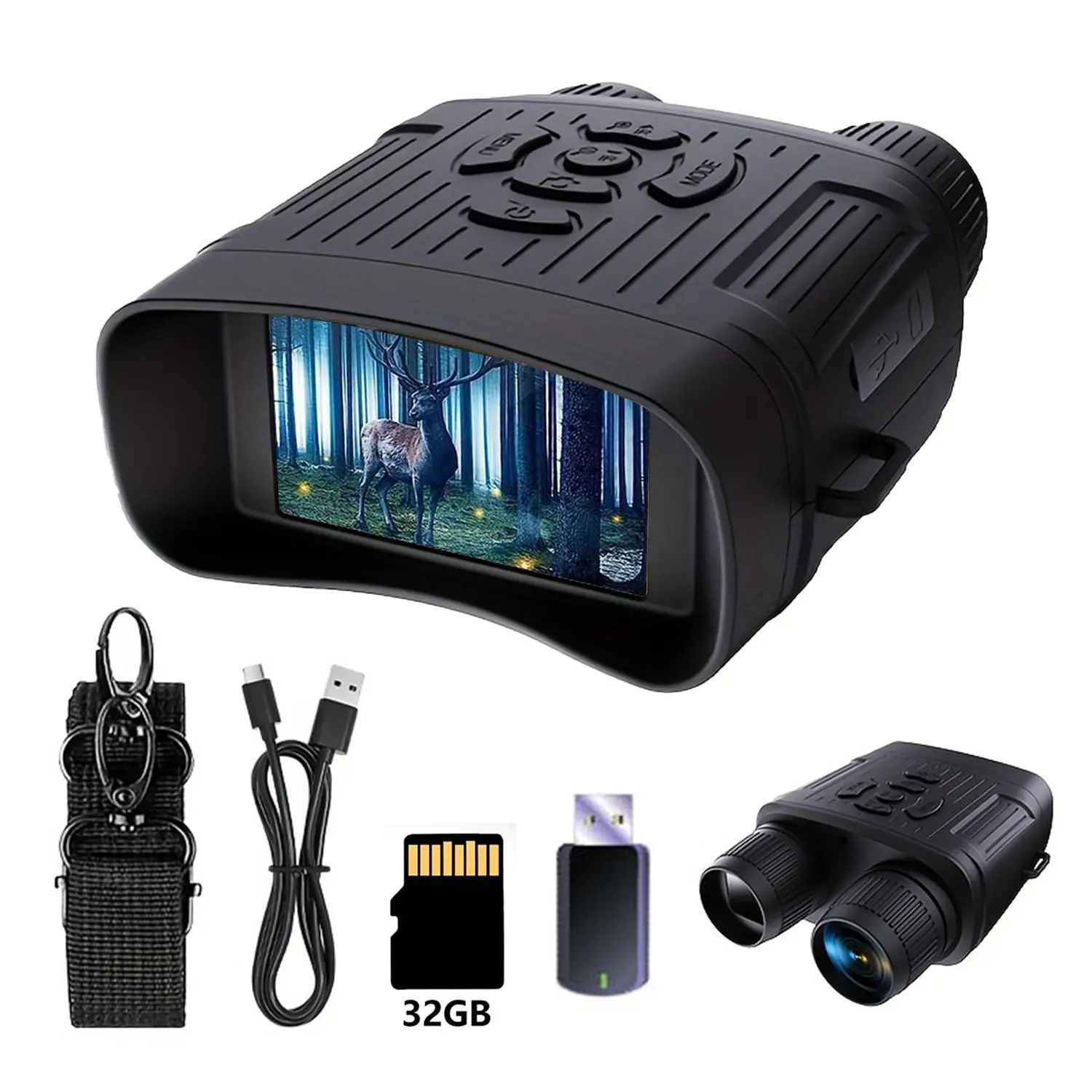 Night Vision Goggles, 10X Digital Zoom 3'' Screen Binoculars, Binoculars Photograph Save Photo & Video with 32GTF Card & Rechargeable for Camping Outd