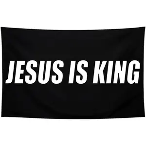 Jesus is King Flag,Polyester, Outdoor Faith Over Fear Banner, Patriotic Decoration Decorating Ornaments