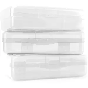 Pencil Case, Pencil Box, Clear Pencil Case, 3 Pack Plastic Pencil Case, Large Capacity Pencil Case, Crayon Box with Snap-tight Lid Stackable Design, Plastic Storage Box for School Office Supplies