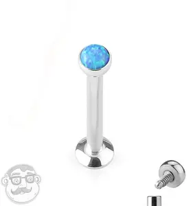 16G Blue Opalite Flat Back Internally Threaded Steel Post