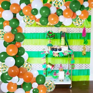 1Set 109 St Patricks Day Decoration Set  White Orange Green Balloon Garland Arch Kit Shamrock Balloons for Lucky Irish Festival Party 1anniversary Birthday Kids Baby Shower