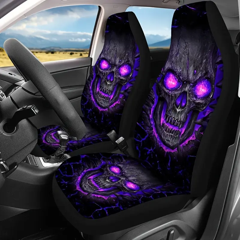 Skull Car Seat Protectors, Universal Fit for Cars, Suvs, Sedans, Van, Non-Slip, Washable Polyester, Perfect Gift for Holidays