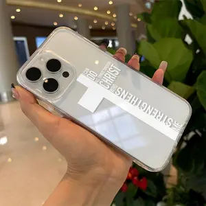 Cross Pattern Clear Phone Case, Decorative Phone Protector Cover, Phone Compatible with iPhone 12 13 14 15 Pro Max Protection Protective