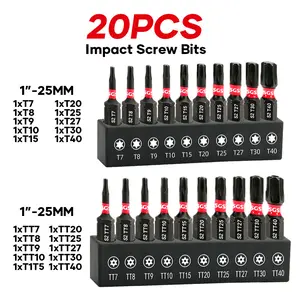 Industrial Premium S2 Steel 60-62 HRC Hardness Hybrid Screwdriver Bits Set, Impact And Wear-Resistant, Anti-Slip Magnetic Drill Head, Corrosion-Proof, 1/4" Shank With Black Base, For Woodworking, Home Repair, Offices And DIY Use