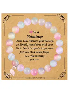 Flamingo Style Charm Beaded Bracelet for Women, Durable Elastic Design, Perfect for Mothers' Day & Easter Gifts, Ideal for Daily Wear