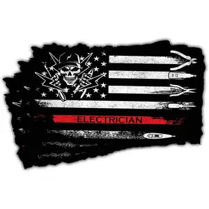 COMBO 3 PCS Electrician American Flag Sticker, Power Lineman Sticker, Electrician Tools Toolbox Stickers for Water Bottle Laptop Phone Helmet Tumbler