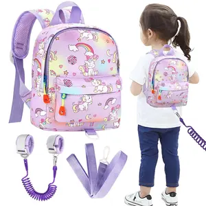 KF5-LWL016    Toddler Harness Backpack Leash, Mini Unicorn Backpacks with Anti Lost Wrist Link, Cute Child Backpack Walking Leashes Keep Kids Close Rope Tether Rein for Baby Girls to Outdoor Travel