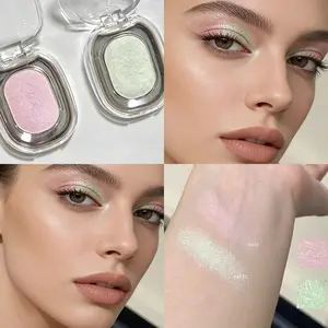 Faiccia Single Color Pearl Luminous Eyeshadow, Low Saturation Mint & Peach Glitter Powder, Multi-Use Highlighter, Suitable for All Skin Types