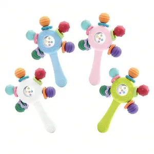 Two-In-One Baby Manhattan Rattle Teething Toy, Montessori Early Education, 0-6 Months Sensory Teether, Newborn Grip Training Chew Toy