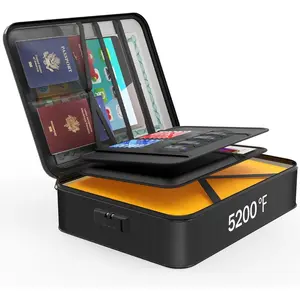 Document Organizer with 5200°F Heat Insulated, Waterproof and Fireproof Document Box with Lock, for Home Travel, Strong Fireproof Safe Storage Box for Letter Size Important Documents and Files