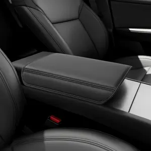 for Tesla Model Y Juniper(2025-2026) & Model 3(2024-2026) Leather Center Console Cover [Soft Touch & Match Seat Color] Armrest Cover for Tesla Model 3 & Model Y Juniper Accessories Black