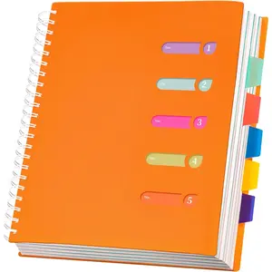 5 Subject Notebook 8.5 x 11 Large Spiral Notebook with Dividers 240 Pages Office Notebooks for Work Multi Subject Notebook with 5 Tabs Professional Organizer Notebooks for Note Taking School, Orange