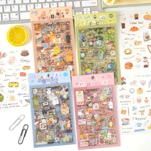 Sweet and charming ins-style sticker materials in PET material with cut-out molds, suitable for decorating water bottles, laptops, mobile phones, guitars, scrapbooks, and skateboards; reusable, self-adhesive, soft-colored cartoon sticker packs