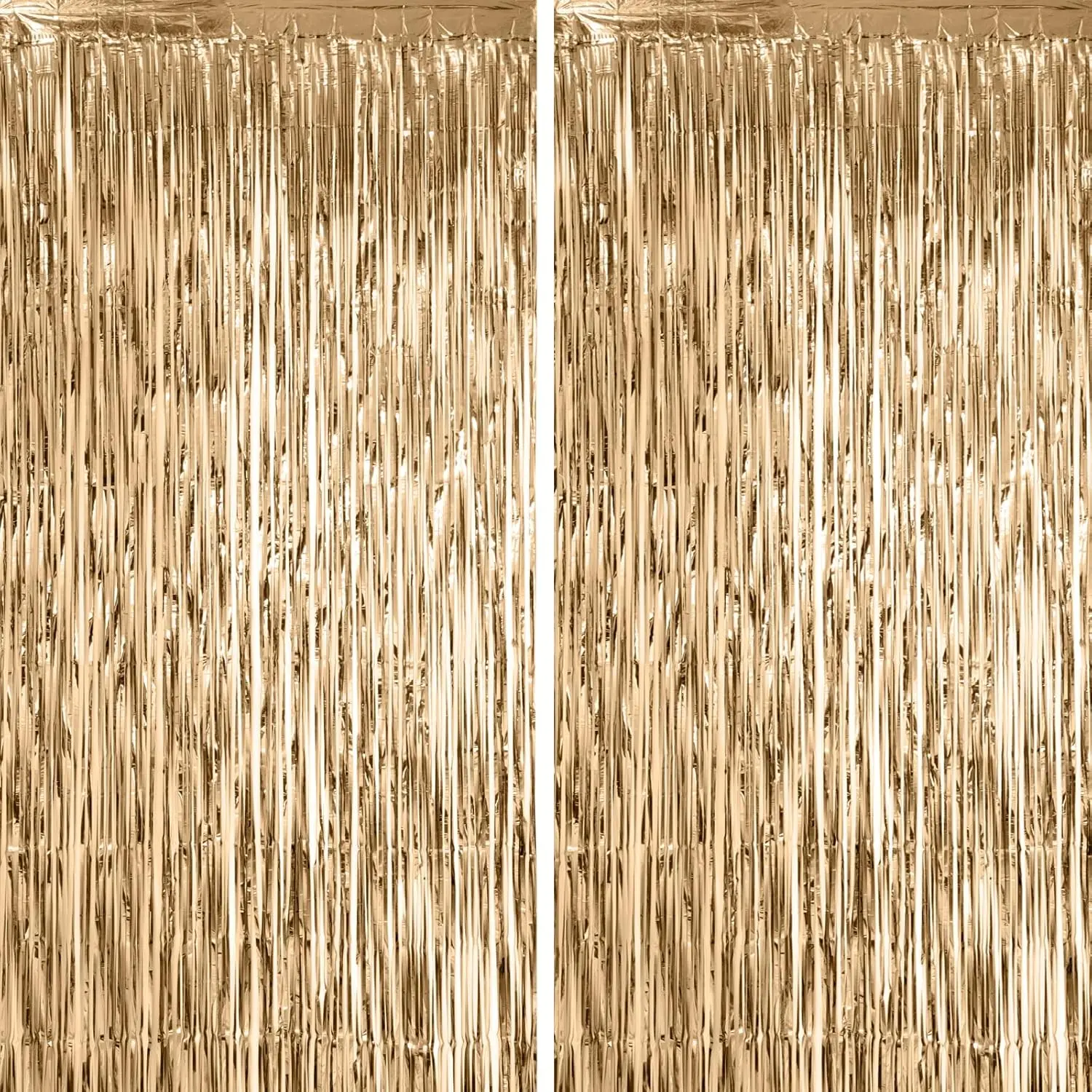 2PCS 1X2M Champagne Foil Fringe Backdrop Curtains Tinsel Streamers Party Decoration Supplies Birthday Party Decorations Fringe Backdrop for Anniversary, New Years, Birthday Party
