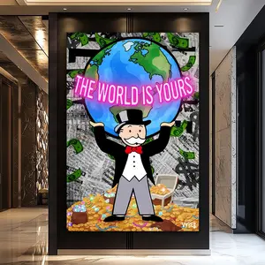 Monopoly Man Wall Art. Scarface Theme, Tony Montana, The World is Yours, poster Print, Acrylic Print, Glass Effect Art, Motivational Pop Art Decoration Photo retro home decor