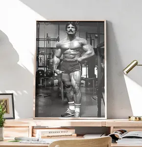Mikee Mentzerr Bodybuilding Pose Black and White Art Print, Poster, Room Decor