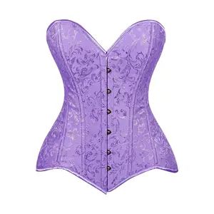 Lavish Lt Purple Brocade Overbust Corset W/Busk Closure