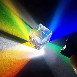 New Magic Prism Cube, Mini K9 Crystal Glass Prism Cube, Rainbow Color Prism Cubes Sun Catcher The Original Cube for Physics Teaching Art Decor Photography Props (F-20×20mm)