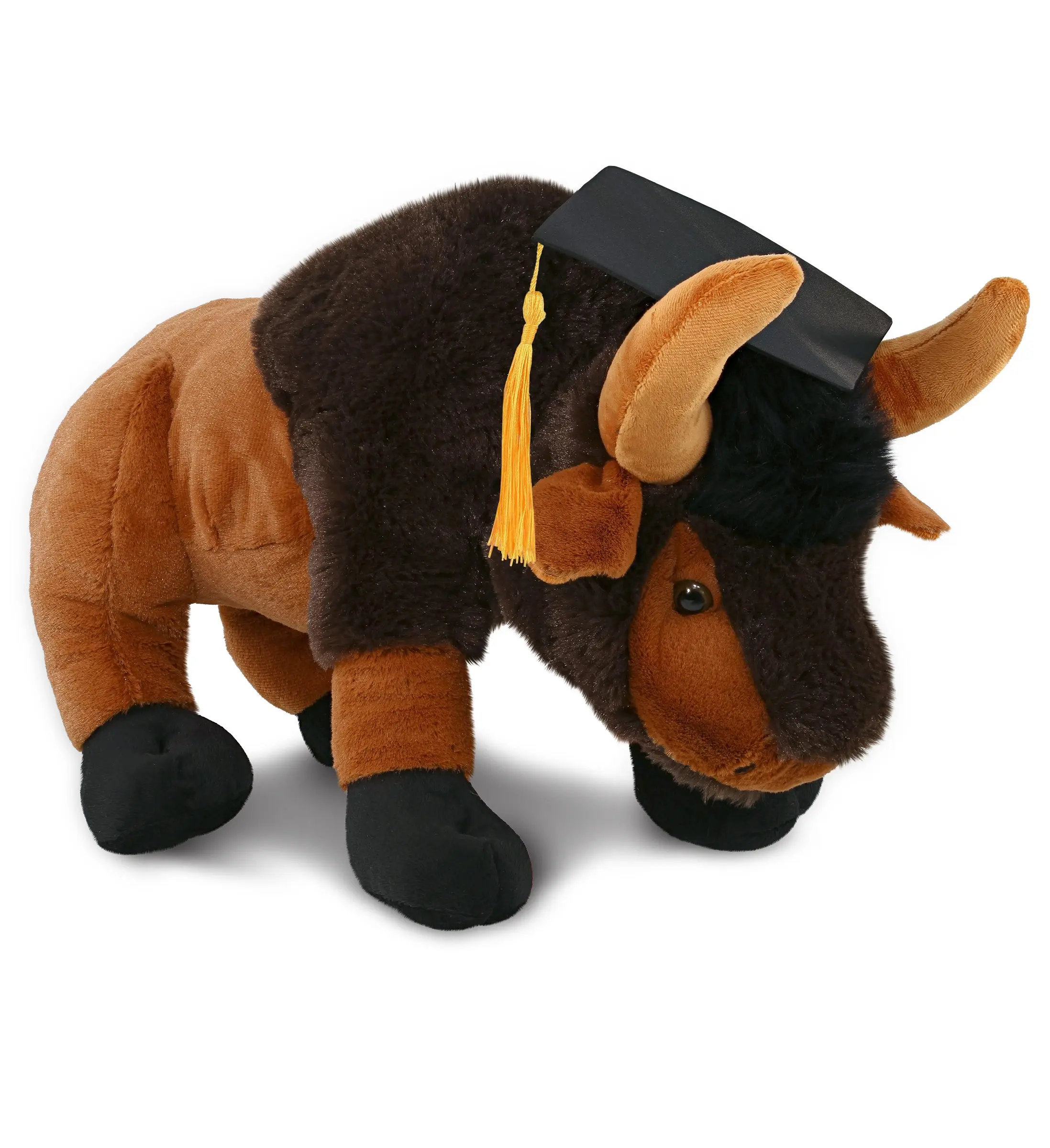 DolliBu 17in Polyester Personalized Large Wild Buffalo Graduation Stuffed Toy - with Cap and Tassel