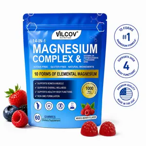VILCOV 14-in-1 Magnesium Complex Gummies, Mixed Berry Taste – 60 Gummies with 10 Types of Magnesium, Ashwagandha, L-Theanine, D3 & Zinc – Promotes Deep Sleep, Evening Relaxation & Calm Mind – Ideal for Bedtime Routine & Summer Nights